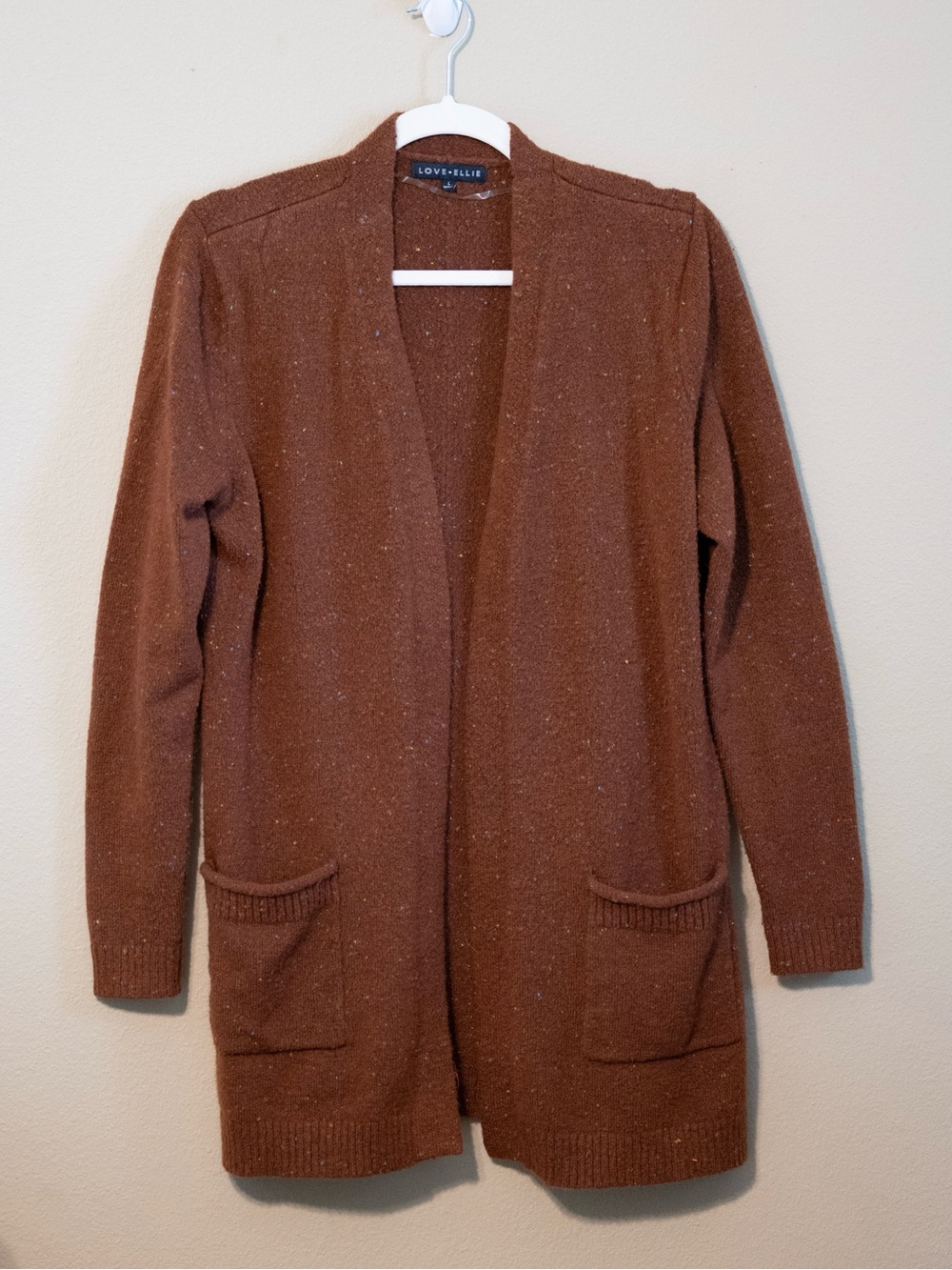 Love Ellie Rust Speckled Open Front Cardigan Sweater